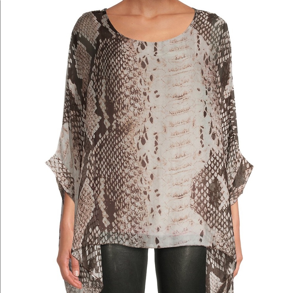 Striped Silk Poncho Top - Made in Italy